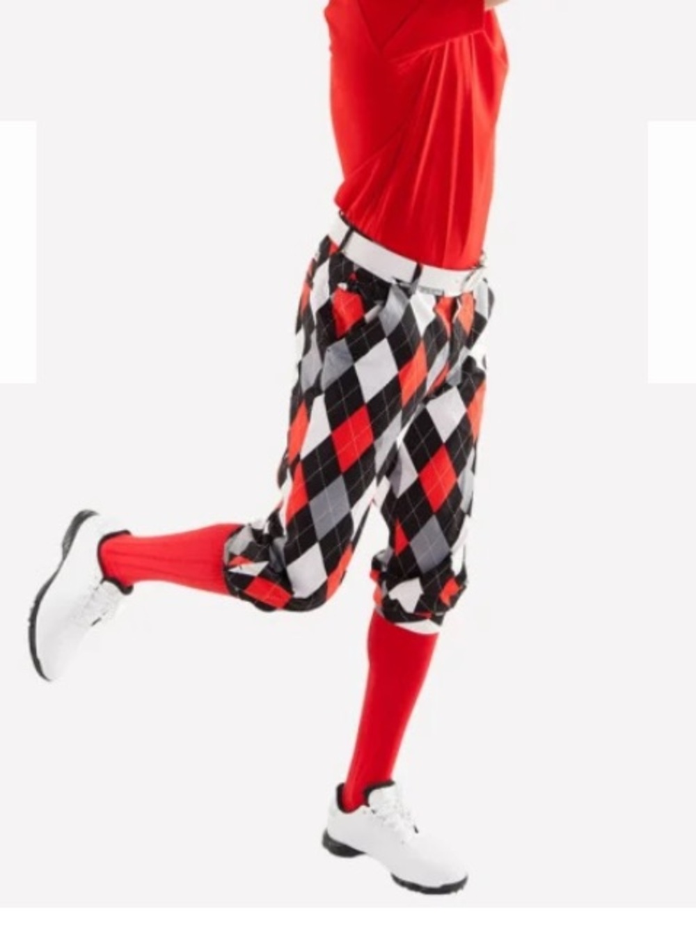 Royal & Amazing knickers Golf Argyle Cropped Pants in Red, Black, Gray & White